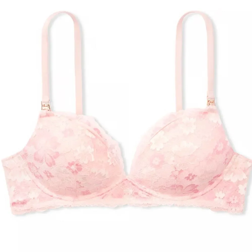 Victorias Secret Supersoft Body Maternity Nursing Wireless lace bra Pink 38D